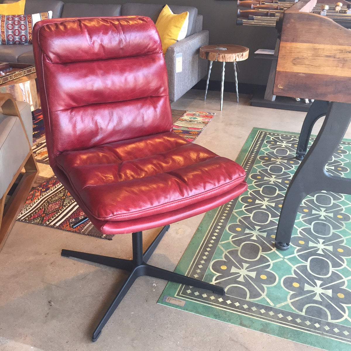 Jett Red Leather Swivel Chair