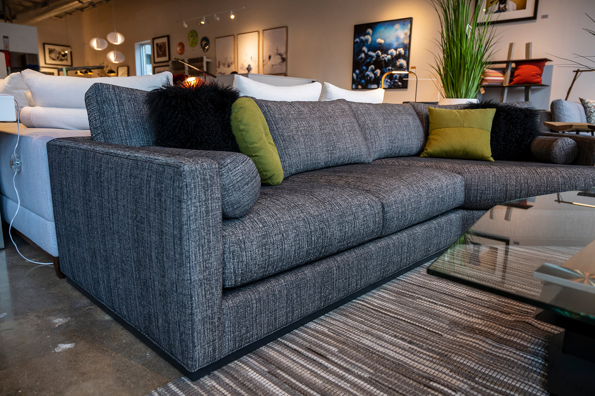 Grey Langdon Sectional at Five Elements Furniture in Austin Texas.