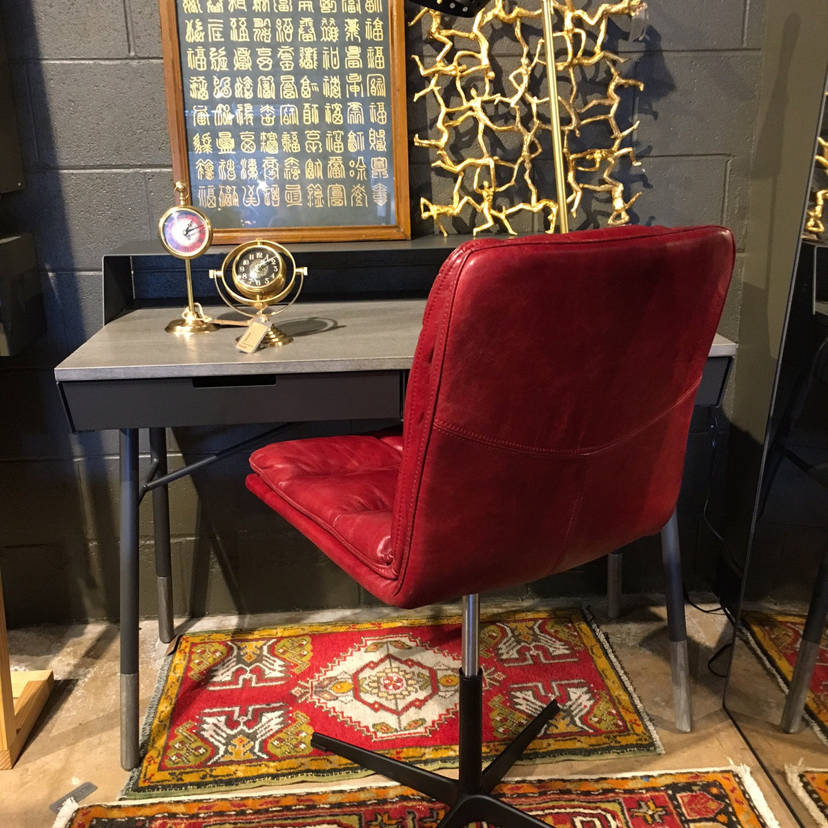 Jett Red Leather Swivel Chair